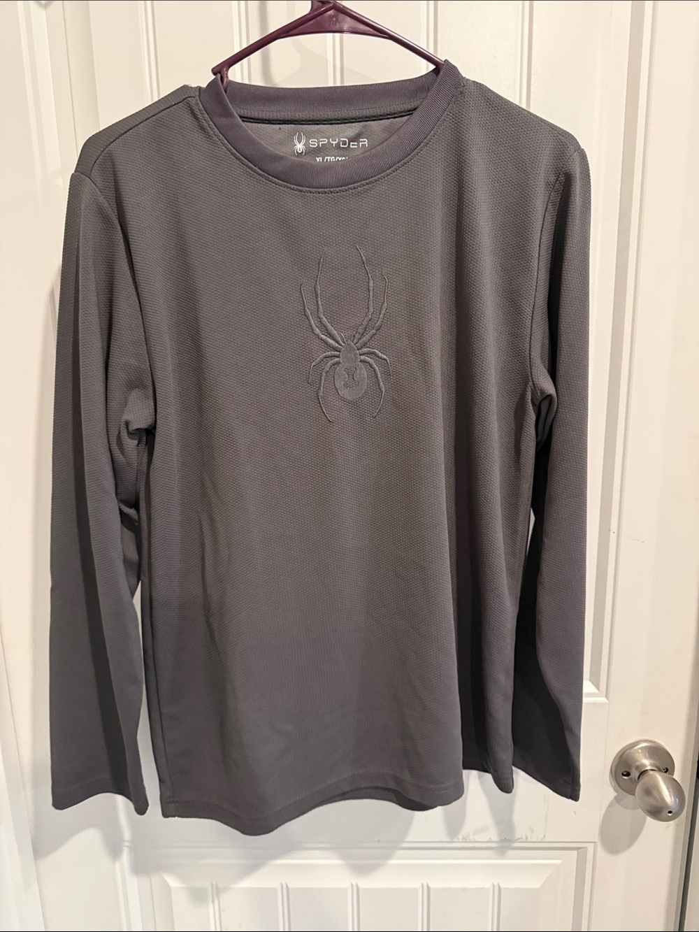 Spyder Men’s Long-Sleeve Performance Shirt — Charcoal Gray size 18/20
